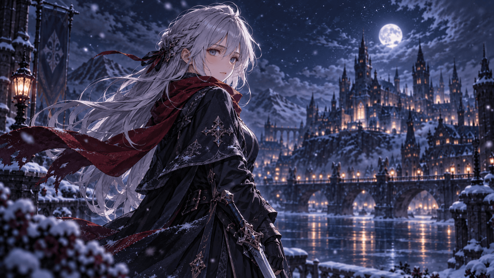 Original silver-haired anime character